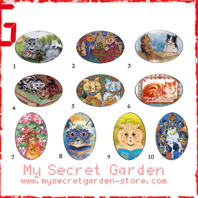 Louis Wain - Cat Art Painting Oval Magnet Set 1a or 1b
